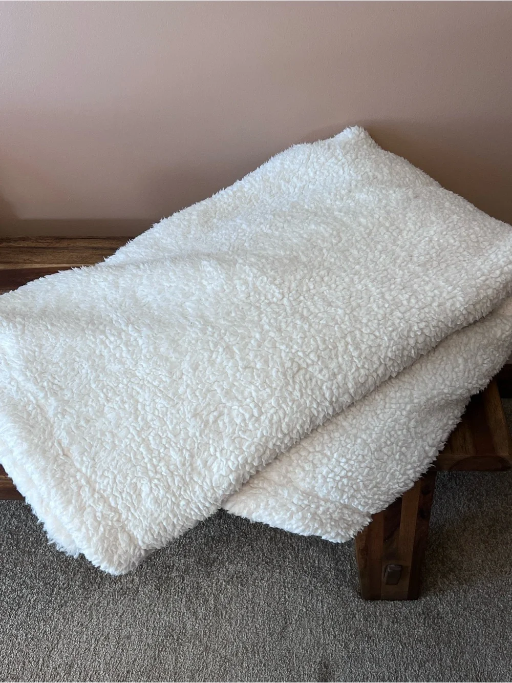 Pottery Barn Plush Sherpa Throw Blanket- Cream